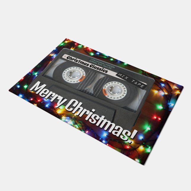 Customisable Cassette Tape Christmas Doormat (Angled)