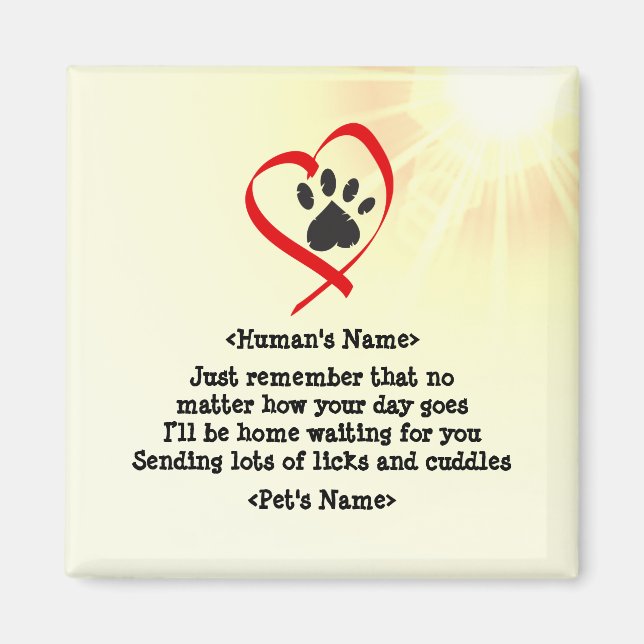Customisable cat dog pet cheerful message magnet (Front)