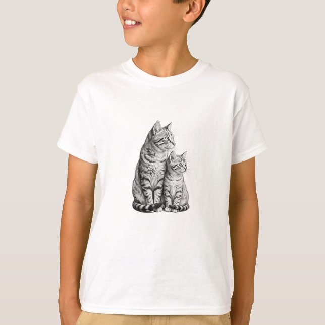 Customisable Cat Kitten Sketch Boys T-Shirt (Front)