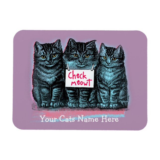 Customisable Cat Meme Magnet 'Check Meowt' (Horizontal)
