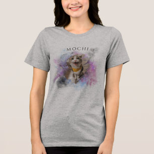 Customisable Cat Photo Template And Name Galaxy Tri-Blend Shirt