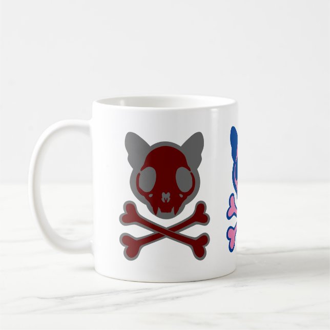 Customisable Cat Skull and Crossbones Coffee Mug (Left)