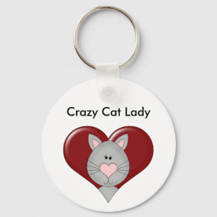 Customisable Cat Valentine - Grey - Add you text Key Ring