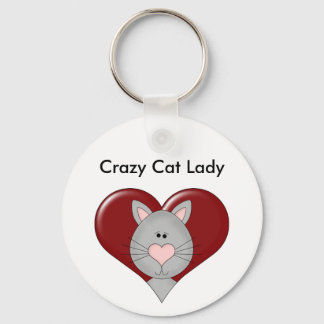 Customisable Cat Valentine - Grey - Add you text Key Ring