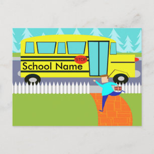 Customisable Catching the School Bus Postcard