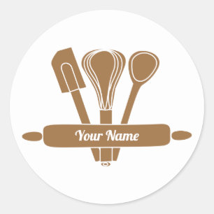 Customisable caterer cook baker classic round sticker