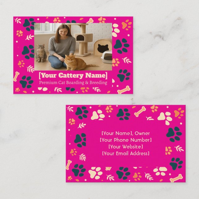 Customisable Cattery Business Card with Photo (Front/Back)
