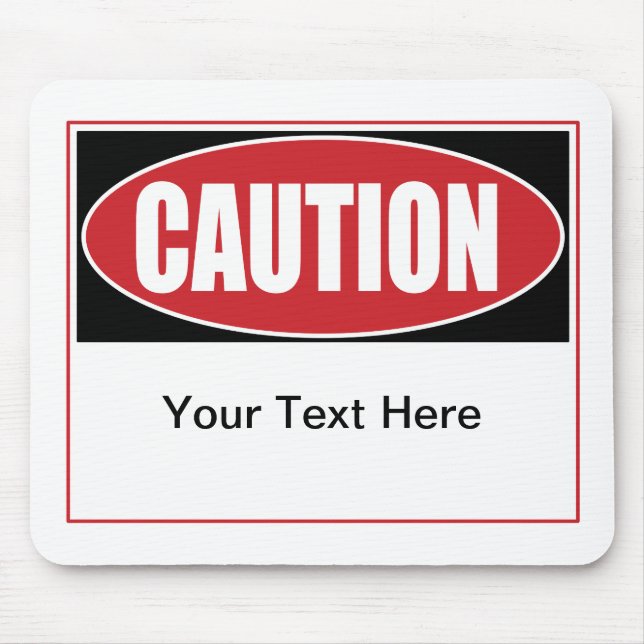 Customisable Caution Sign Mouse Mat (Front)