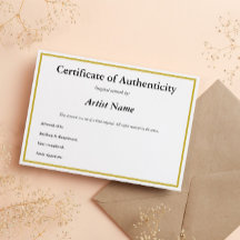 Customisable Certificate of Authenticity for Art