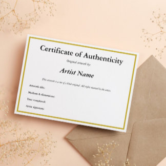 Customisable Certificate of Authenticity for Art Announcement