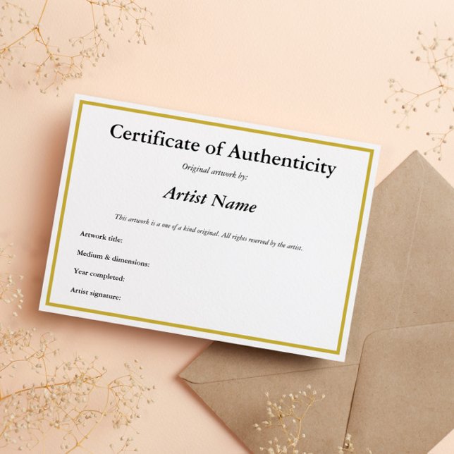 Customisable Certificate of Authenticity for Art Announcement (Creator Uploaded)