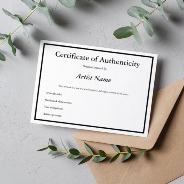 Customisable Certificate of Authenticity for Art Thank You Card (Creator Uploaded)