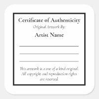 Customisable Certificate of Authenticity