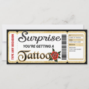 Customisable Certificate Tattoo Gift Ticket Invitation