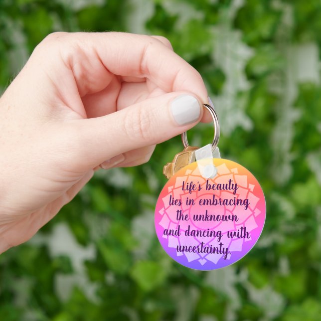 Customisable Chakra Design Inspirational Quote M Key Ring (Hand)
