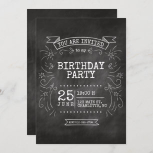 Customisable Chalkboard Birthday Invitation. Invitation