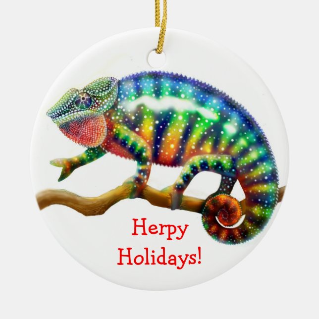 Customisable Chameleon Holiday Ornament (Front)