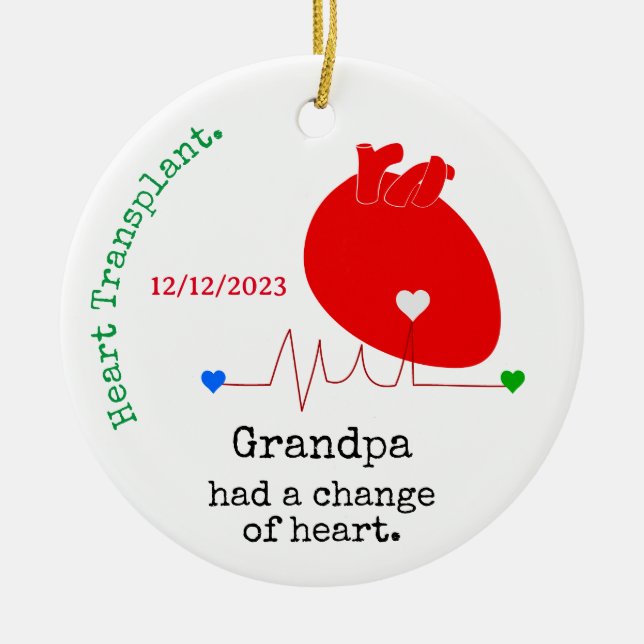 Customisable Change of Heart Transplant Round Ceramic Tree Decoration (Front)