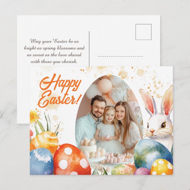 Customisable 🐇Charming Easter Memories Holiday Postcard (Front/Back)