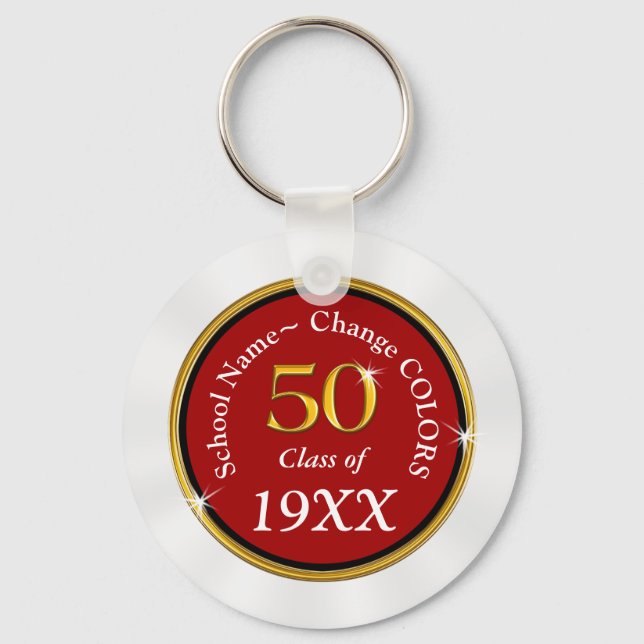 Customisable Cheap 50 Year Class Reunion Souvenirs Key Ring (Front)