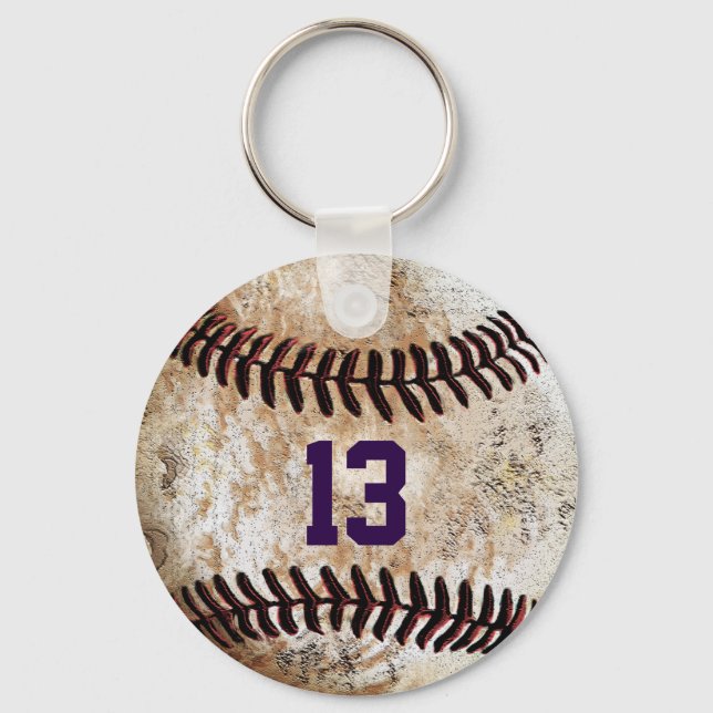 Customisable Cheap Baseball Keychains, YOUR TEXT Key Ring (Front)