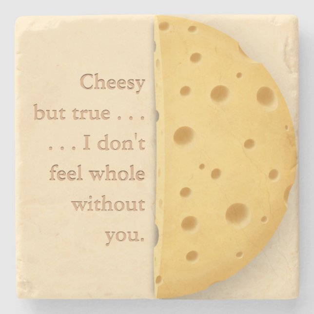Customisable Cheesy Message Charming Cheese Lover Stone Coaster (Front)