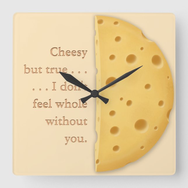 Customisable Cheesy Message Charming Trompe L'oeil Square Wall Clock (Front)