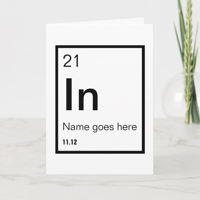 Customisable Chemical Symbol Birthday Card (Front)