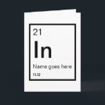 Customisable Chemical Symbol Birthday Card<br><div class="desc">A birthday card for the chemistry science geek in your life.  The design shows a chemical symbol that can be customised to included the age,  initials,  name and date of birth of the recipient.</div>