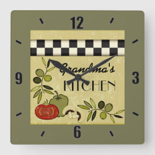 Customisable chequered kitchen wall clock