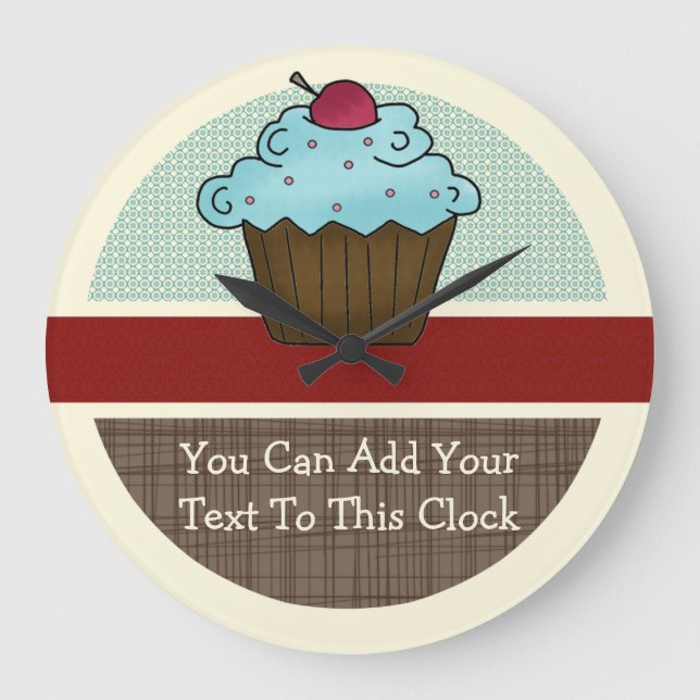 Customisable Cherry Cupcake v2 Large Clock (Front)