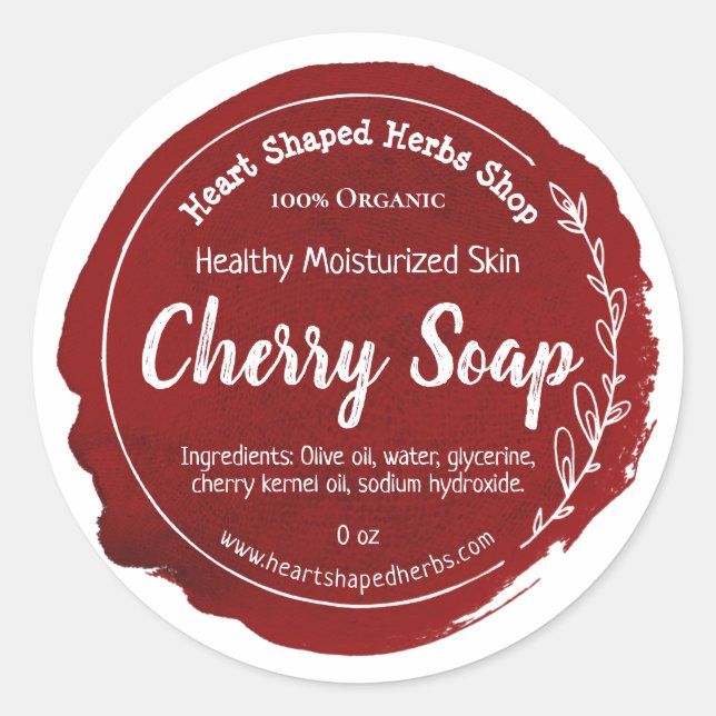 Customisable Cherry Soap Label Handmade Business (Front)