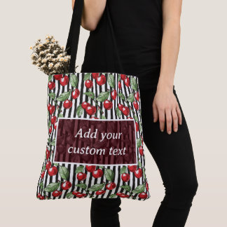 Customisable Cherry Striped Tote Bag