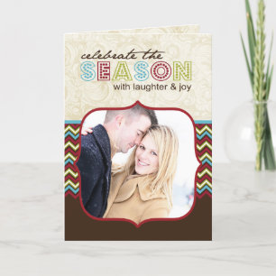 Customisable Chevron Photo Christmas Card