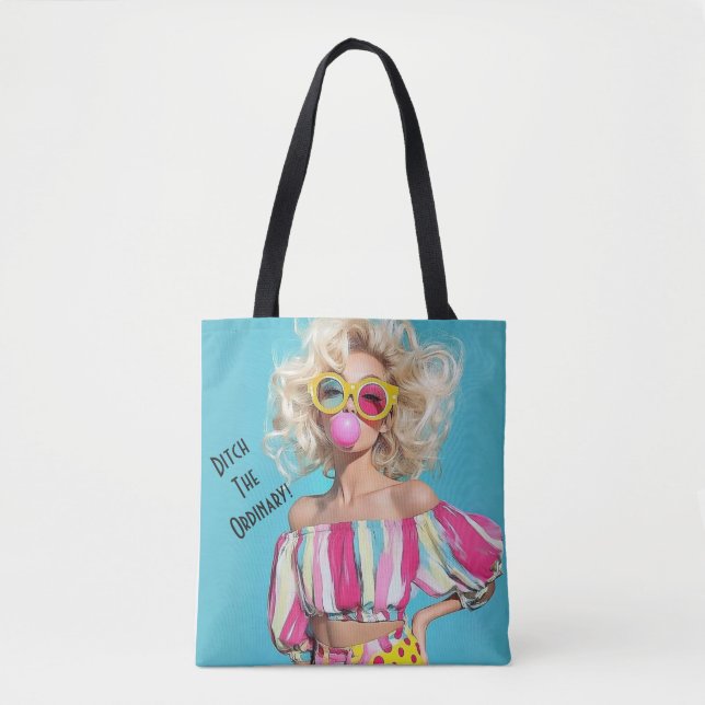 Customisable Chic Blonde "Ditch The Ordinary"  Tote Bag (Front)