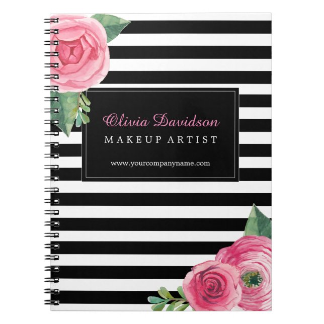Customisable Chic Pink Roses Note Book (Front)