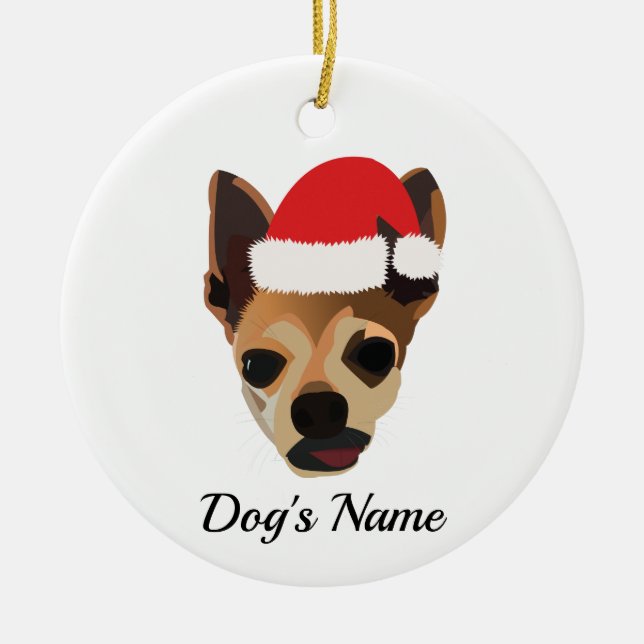 Customisable Chihuahua Christmas Ceramic Tree Decoration (Front)