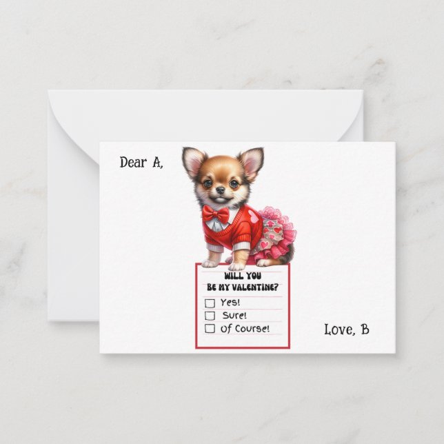 Customisable Chihuahua Puppy Valentine Card (Front)