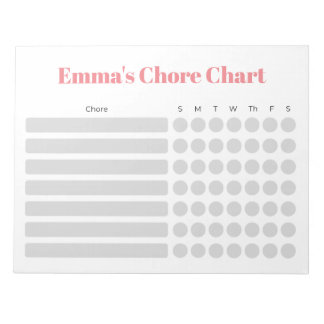 Customisable Chore Chart Notepad