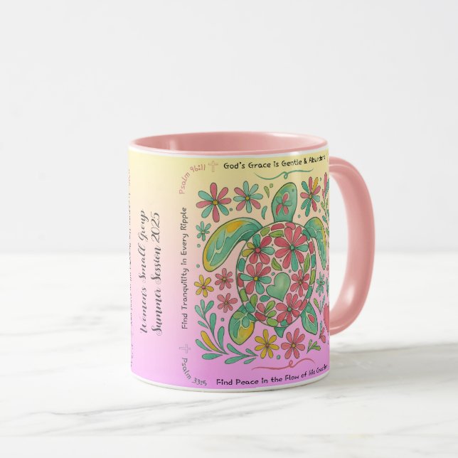 Customisable Christian Design, Sea Turtle, Pink Mug (Front Right)