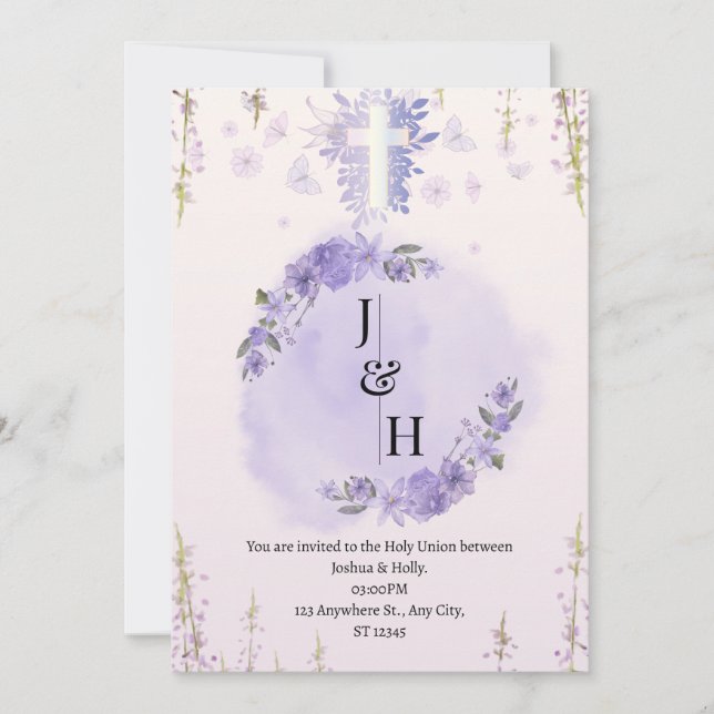 Customisable Christian Wedding Invitation  (Front)