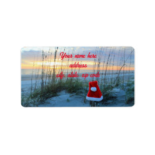 Customisable Christmas beach return address labels