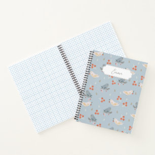 Customisable Christmas Birds Seamless Pattern Notebook