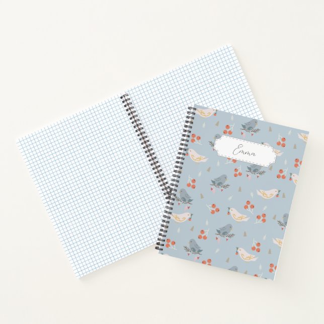 Customisable Christmas Birds Seamless Pattern Notebook (Inside)