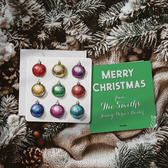 Customisable Christmas Card W/ Colourful Ornaments (Creator Uploaded)