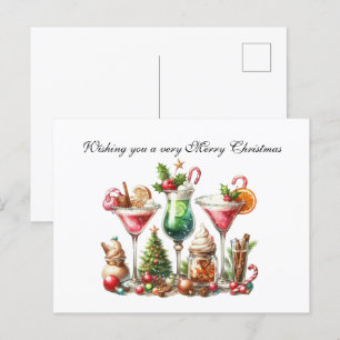 Customisable Christmas cocktail Festive Holiday Postcard