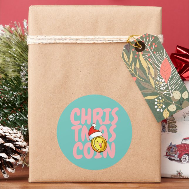 Customisable Christmas Coin Classic Round Sticker (Holiday)