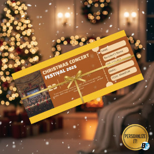 Customisable Christmas Concert Festival Gift TickT Invitation