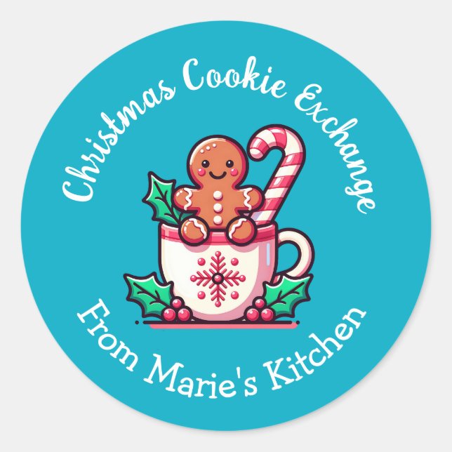 Customisable Christmas Cookie Exchange Classic Round Sticker (Front)