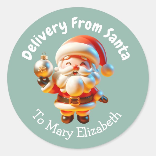 Customisable Christmas Delivery From Santa Sticker (Front)